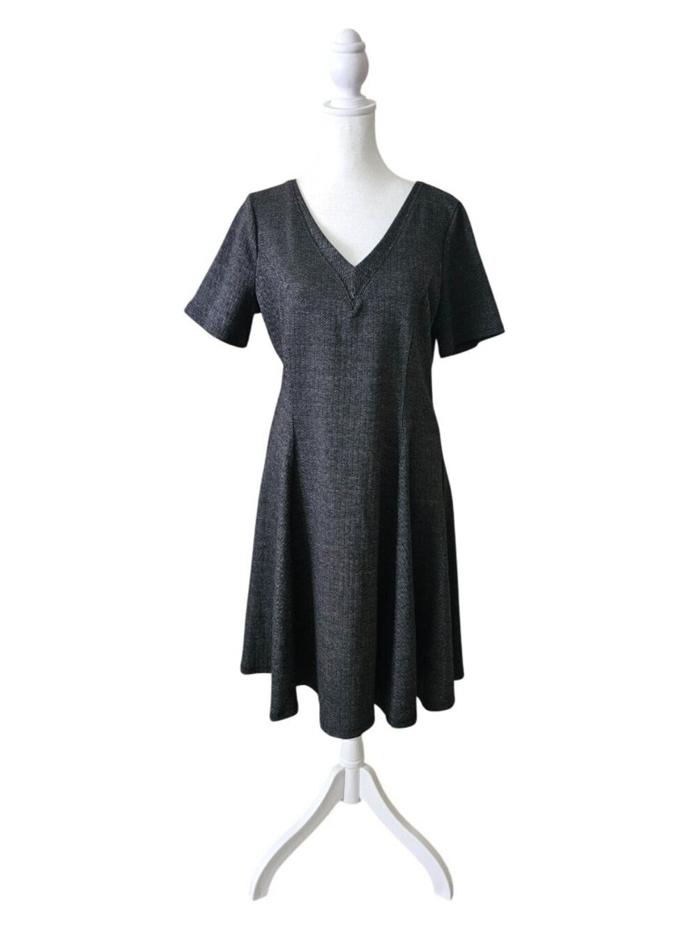 Simply Vera Vera Wang Charcoal V-Neck A-Line Mini Dress
